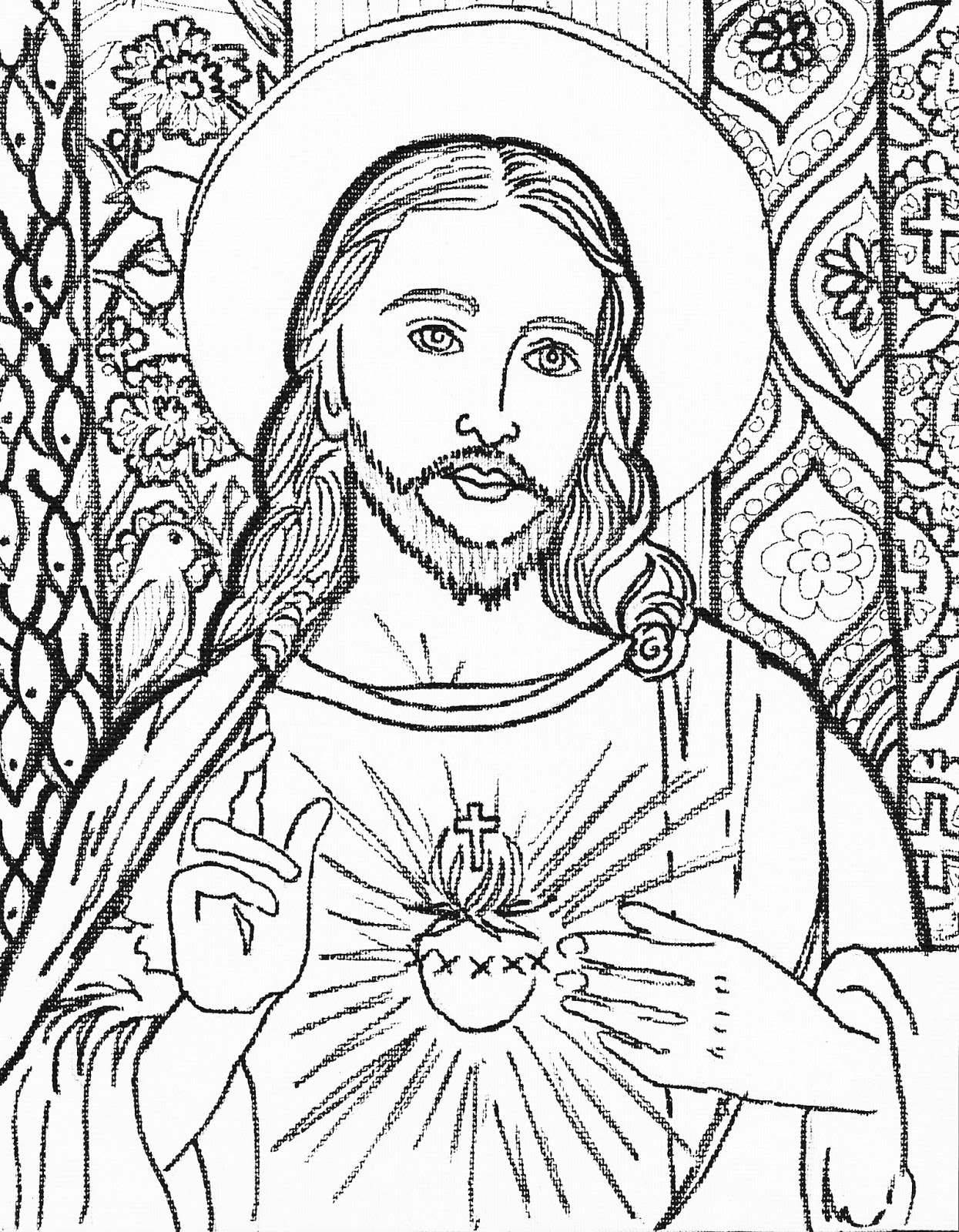 Jesus Christ Face Line Drawing Sketch Coloring Page